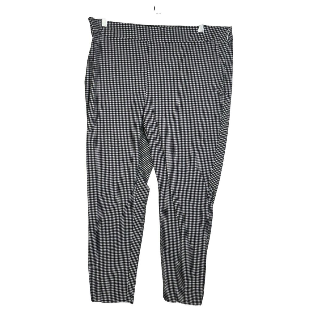 Talbots Chatham Ankle Pants 14P Black White Gingham Stretch Career Petite